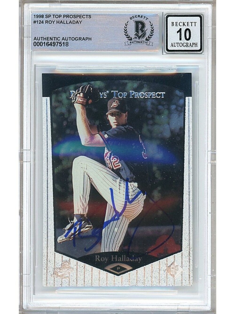 Roy Halladay Signed 1998 SP Top Prospects #124 Toronto Blue Jays BAS Slab Auto
